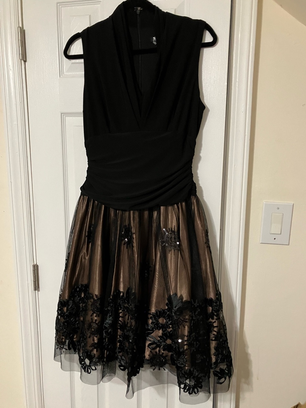 Y2K Cocktail Dress in sheer black and nude - mint condition, size 8-12